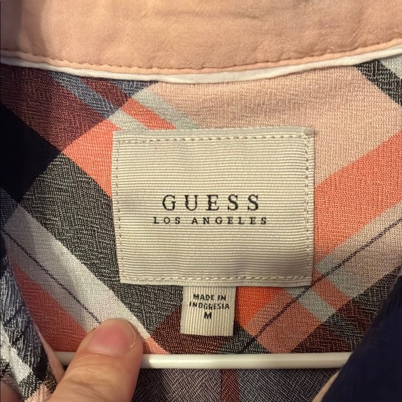 Guess Plaid Button-Up Blouse - Navy and Orange - Picture 2 of 16